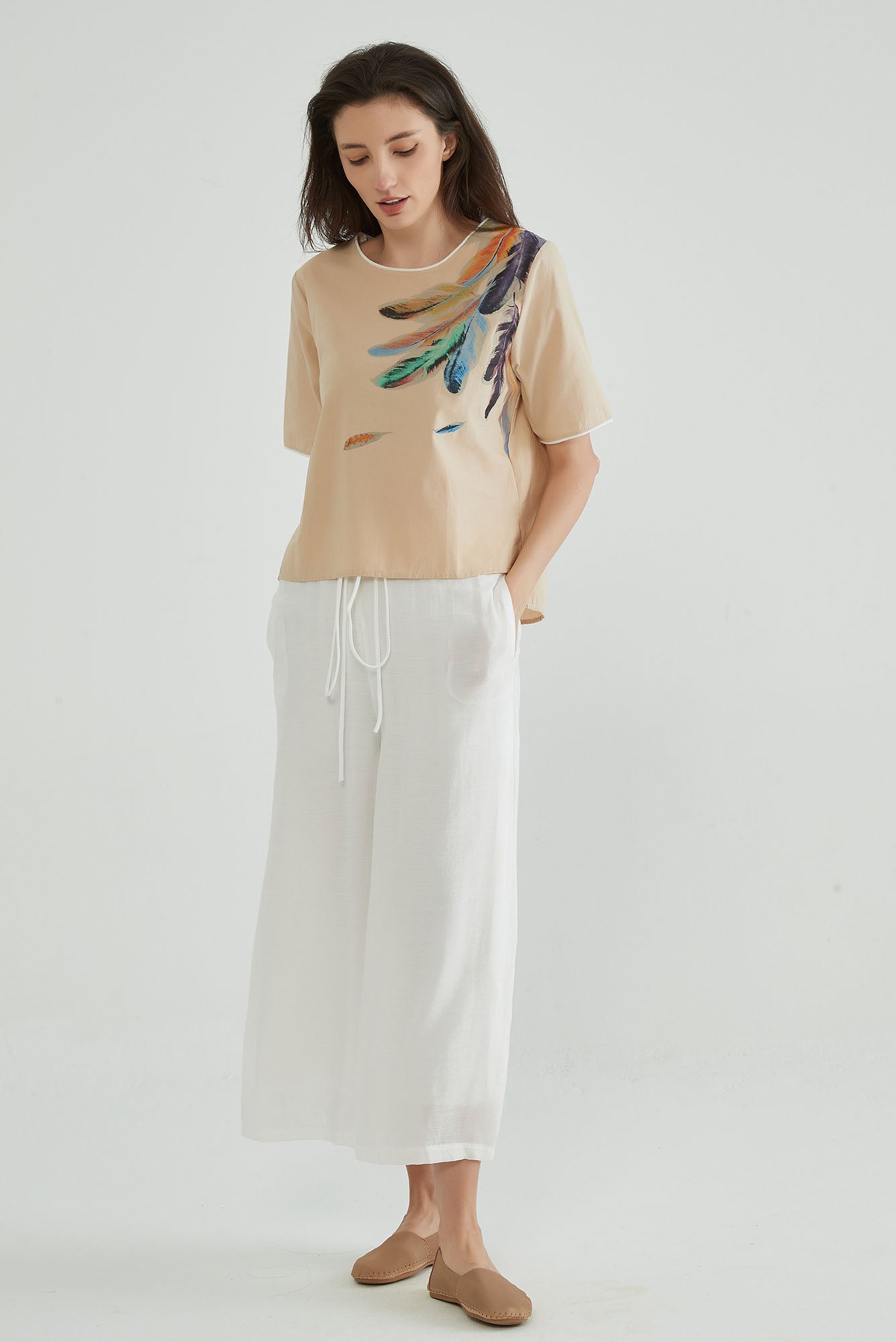 Vanilla Women Cotton Floral Top - Whisper Mint